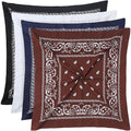 Mochabao 100% Cotton 27" x 27" Large Bandanas for Men & Women, Multi-Purpose Bandana Headbands, Square Head Scarf - color: White/Black/Navy Blue/Brown