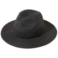 Lanzom Women Wide Brim Straw Panama Roll up Hat Fedora Beach Sun Hat UPF50+ - color: 02-fold Belt Black, size: One Size-Small