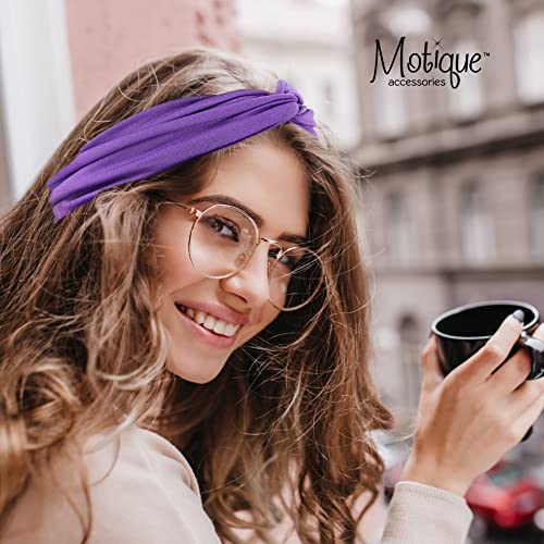 Motique Accessories Purple Solid Twist Turband Headwrap Hair Band for Women - color: Purple