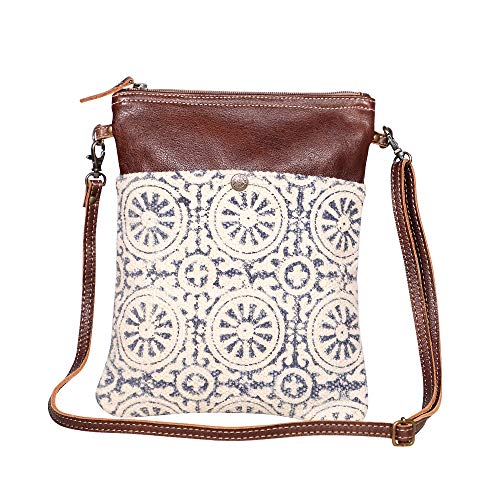Myra Bag Floral Purses for Women - Genuine Leather and Canvas Floral Purse with Flower Print, Flower Handbags for Women - style: Ruggy Crossbody Bag