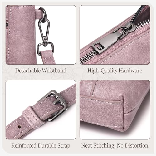 MEITRUE Wristlet Wallet Small Crossbody Bags for Women Clutch Purse Leather Phone Purse with Adjustable & Detachable Strap - color: A7-purple-179