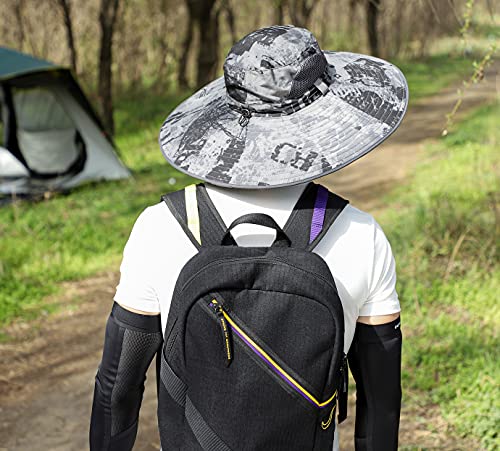 Leotruny Men Wide Brim Sun Hats UPF50+ Waterproof Breathable Bucket Hat for Fishing, Hiking, Camping - color: C05-dark Grey Ink