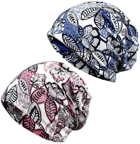 Women's Slouchy Beanie Cap Chemo Headwear Hats Scarf - color: I - Purple Blue