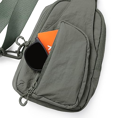 ODODOS Sling Bag with Adjustable Straps Crossbody Chest Bag Lightweight Backpack for Casual Traveling Hiking - color: Olive Charcoal