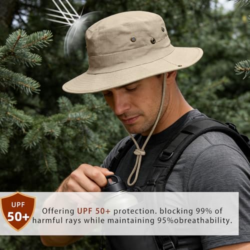 Sun Hats for Men Women Boonie Hat Foldable Fishing Hat UPF 50+ Bucket Hat for Fishing Hiking Garden Safari Beach - color: 1pack-beige1 Digital