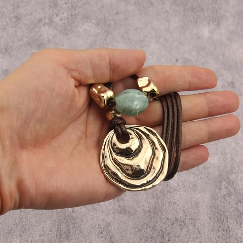Chunky Necklace for Women Boho Pendant Necklace Statement Western Choker Necklaces for Women Vintage Bohemian Jewelry - style: Bohemian Hippie Necklace
