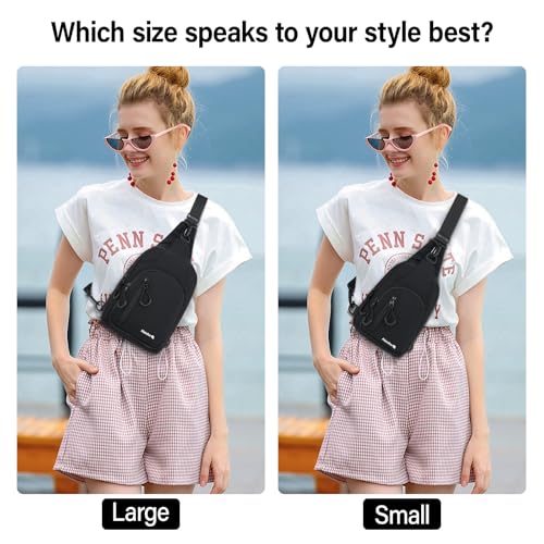 Hanke Crossbody Sling Bag for Women Men, Small & Large Casual Cross Body Sling Bags, Chest Bag for Outdoor Hiking Travel - color: Graphite Black, size: Small