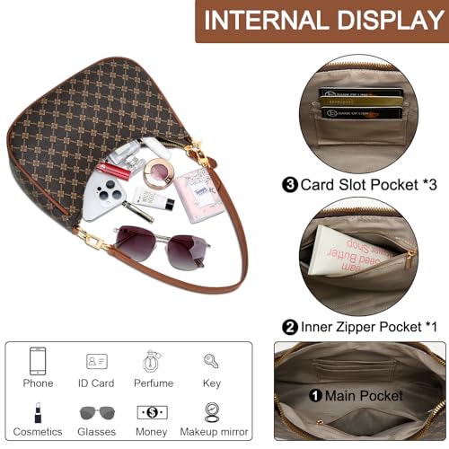 KKXIU Shoulder Bag for Women Cute Hobo Purses and Handbags Retro Clutch Underarm Purse | Cute - color: Brownflower