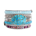 YGLINE Natural Stone Bracelet 5 Wraps Bracelet Handmade Blue Color Boho Bracelet for Women Bracelet - color: turquoise 5
