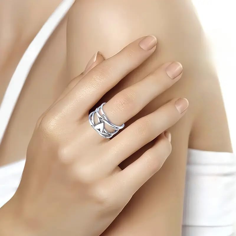 Silver Stacking Thumb Rings for Women, Finger Kont Heart Irregular Knuckle Ring Silver layered Modern Dainty Rings Jewelry Gifts for Women