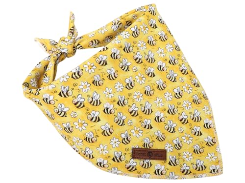 Lionet Paws Spring Summer Bee Dog Bandana Washable Cotton Handkerchief Scarf Triangle Yellow Bandana for Small Medium Dogs Girl Boy - color: Cute Bee, size: Small (Pack of 1)