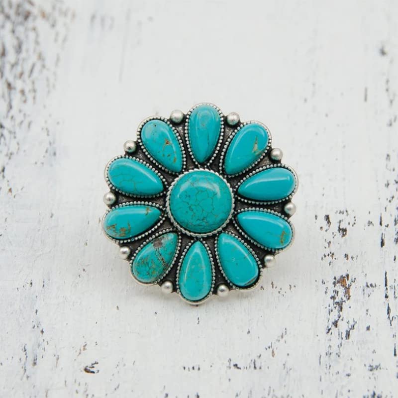Turquoise Western Rings for Women Adjustable Country Rings Vintage Turquoise Open Ring Western Country Jewelry Gifts - style: Style6