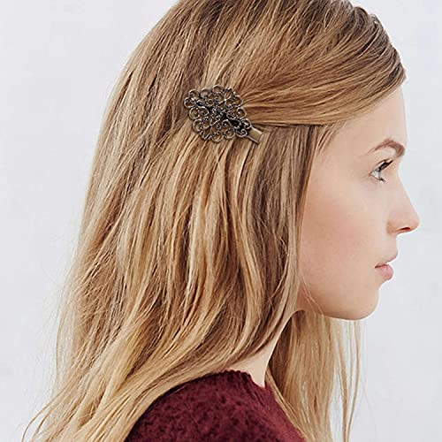 Cinaci 32 Pack/16 Pairs Small Metal Silver Bronze Retro Vintage Leaf Flower Butterfly Alligator Hair Clips Duckbill Barrettes Hair Pins Accessories for Women Girls (Bronze) - color: Bronze