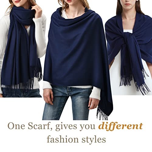 FURTALK Pashmina Shawl Wraps for Women Evening Dresses Blanket Scarves Fashion Scarf Wedding Gifts - color: 02-blue Navy