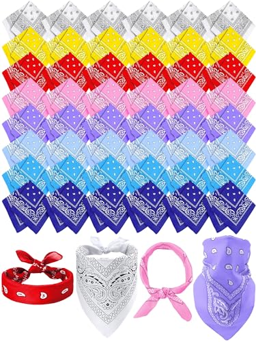 Unittype 48 Pieces Paisley Bandana Novelty Unisex Cowboy Headband Sports Bandannas Scarf Outdoor for Western Party Costume - color: Summer Assorted Color, style: Classic