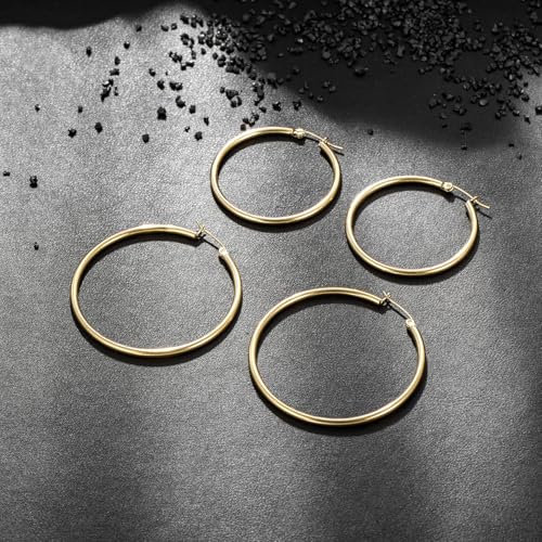 Stainless Steel Hoop Earrings for Women Gold Tone Geometric, Huggie Heart Twisted Minimalist Engraved Designs for Daily Wear - color: Gold_41*40mm