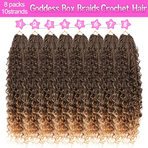 Goddess Boho Box Braids Crochet Hair-8 Packs 18 Inch Crochet Box Braids for Black Women Pre Looped (T27, 18 Inch (Pack of 8)) - color: T27, size: 18 Inch (Pack of 8)