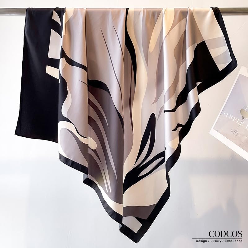 Women's Square Silk Like Head Scarf Large 35 inch Silk Feeling Hair Wrapping Satin Scarves for Sleeping Bandanas - color: A003-2 Twill Grey