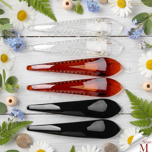 RC ROCHE 6 Pcs Duck Bill Alligator Hair Clips for Women Sectioning Flat Claw Long Thick Hair Inner Teeth Curved Styling Jaw Strong Secure Grip Salon, Medium Black, Brown, Clear - color: (Medium) Black, Brown, Clear