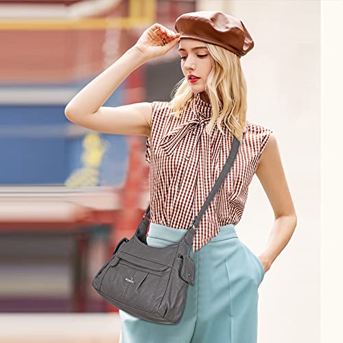 Angel Kiss Crossbody Bags for Women, Ladies Shoulder Handbags and Purses Medium Faux Leather Pocketbooks | Ladies - color: 130grey