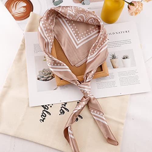 NZKNP Silk-Like Head Scarf - Women's Bandana Wraps - color: 36-camel, size: 35"*35"