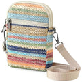 RFID Crossbody Bags For Women Travel, Small Cell Phone Purse - color: Bluestripe/Straw-horiz
