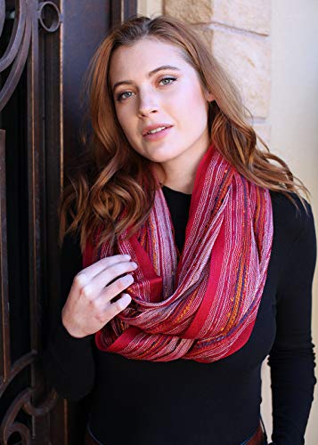 Anika Dali (15 Colors) Shimmer Sparkle Infinity Scarf, Women's Festival Bliss Lightweight Fashion Shawl - color: Red Vogue