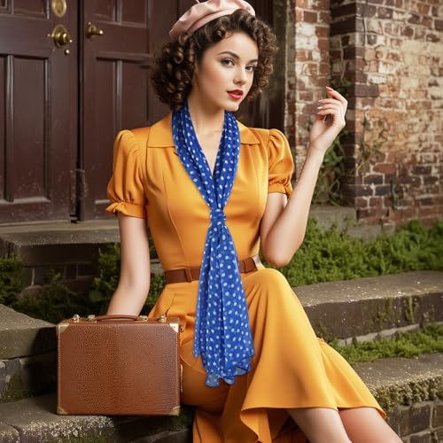 E-Clover Unique Fashion Women's Scarf Chiffon Sheer Scarves for Women Lightweight - color: Blue Polka Dot-01