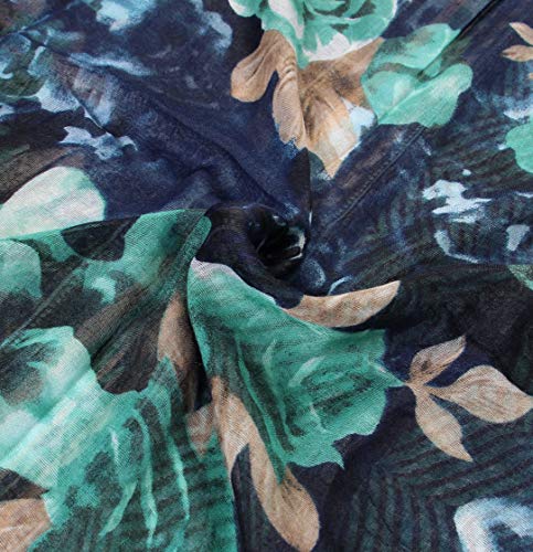 Scarfand's Romantic Rose Prints & Floral Patterns Lightweight Infinity Fashion Scarves Wraps - color: Romantic Navy
