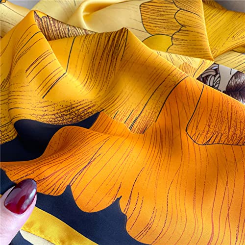 K-Elewon Large Square Scarf 43" Silk Scarf Fashion Scarves Silk Feeling Hair Wrapping Scarfs Night Sleeping Headscarf - color: Vb07