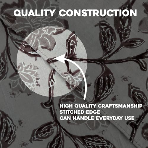 AVKA Studio 100% Cotton Bandanas for Women & Men, 2 Pack 20x20 Inch, 22x22 inch Hand Printed, Lightweight Cotton Handkerchief - color: Gray, size: 22 x 22 Inches Large