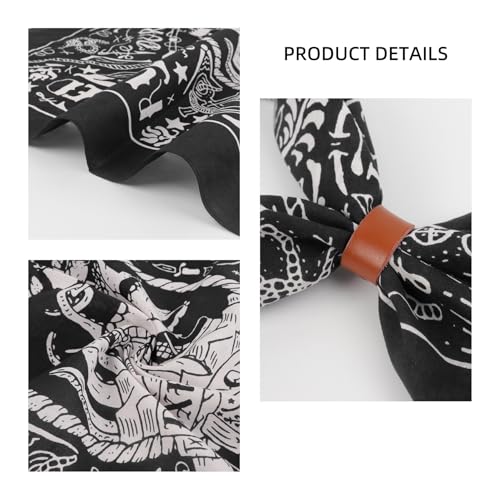 100% cotton Bandana Scarf With Leather Scarf Buckle, Retro sail pattern Neck Scarf for Men & Women Cowboy Scarves