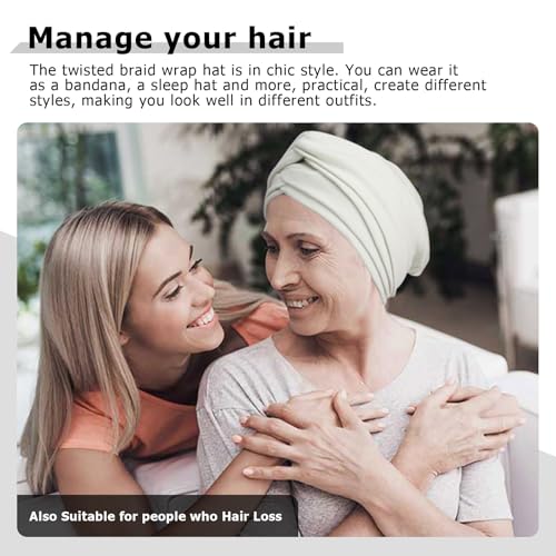 AQOKKA African Turban for Women Knotted Hair Wraps for Turban Head Scarf for Black Women Hair Cancer Chemo Headwear Cap - color: Twisted Braid: 1 Pack Beige