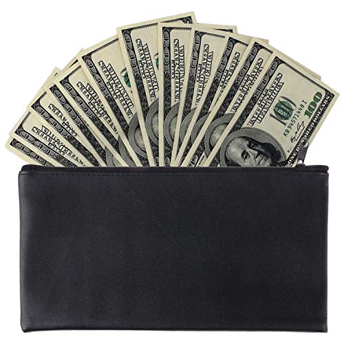 12 Pieces Bank Bag Money Pouch Security Bank Deposit Bag with Zipper for Cash Money, Check Wallet, Cosmetics, Tools 11x6 inch (Black +Blue) (Black) - color: Black