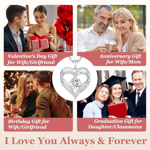 CDE Engraved Forever Love Heart Birthstone Necklace Jewelry Gifts for Women | Hypoallergenic,Nickel-Free & Lead-Free,3 x 3 mm 5A CZ Heart Pendant,Anniversary Christmas Birthday Gift for Girlfriend Wife - color: Birthstone-04-Apr, style: Rhodium Plated-Bra