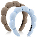 Ztomine Headbands, Set of 2 - Terry Cloth Spa Headbands for Face Washing, Makeup Removal, or Facial Mask Usage, Dark Khaki + Blue - color: Dark khaki + blue
