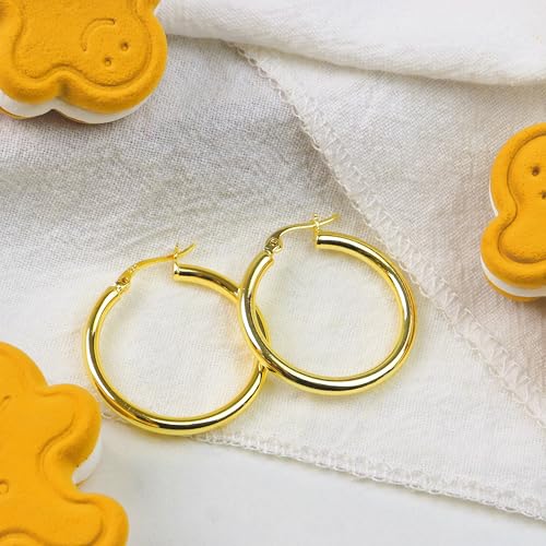 ToHeart Gold Hoop Earrings for Women Twist Hoop Earrings Gold Plated - style: Hoop Earrings B