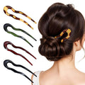 4 Pcs French Hair Pin U Shaped Acetate Hair Pins Fork 2 Prong Updo Chignon Pin for Women Girls Hairstyle Accessories（4 Colors）