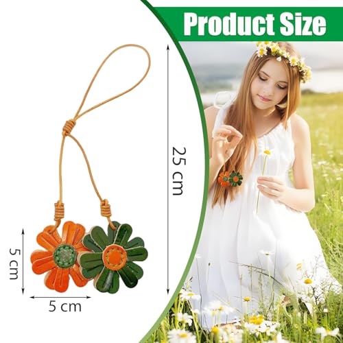 Handmade Genuine Leather Flower Bag Charm-Boho Accessories Leather Flowers Key Chain Purse Pendant Charms - color: C