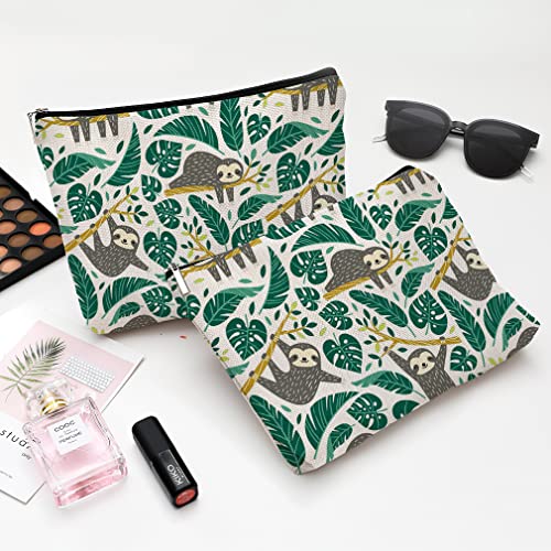 Cute Makeup Bag for Purse Canvas Waterproof Funny Cosmetic Bags for Women Zipper Travel Toiletry Pouch-Sloth Makeup Bags - color: Sloth Makeup Bags