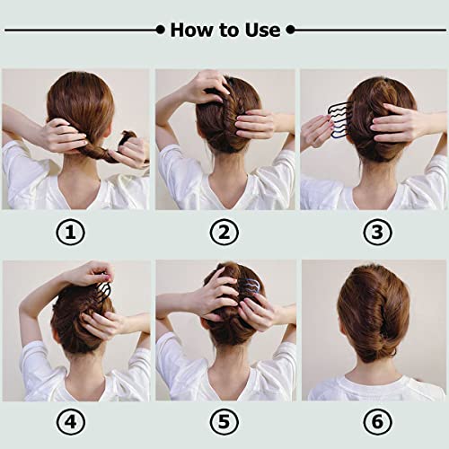 6 Piece Metal Hair Side Combs Hair Fork Clip Pins for Updo Bun, U Shape for Vintage Hairstyle Hair Accessories (Bronze-4 Teeth) - color: Bronze-4 Teeth