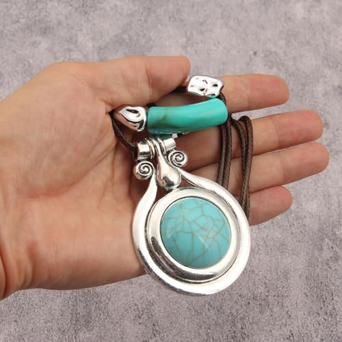 Chunky Necklace for Women Boho Pendant Necklace Statement Western Choker Necklaces for Women Vintage Bohemian Jewelry - style: Bohemian Choker Necklaces