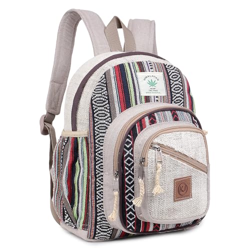 Handmade Natural Hemp Nepal Backpack Purse, Small Lightweight Daypack (DAYPACK1) - size: Medium