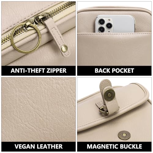Small Crossbody Bags for Women Vegan Leather Messenger Purses, Vintage Wallet Anti Theft Shoulder Handbags with Card Slots - color: Apricot