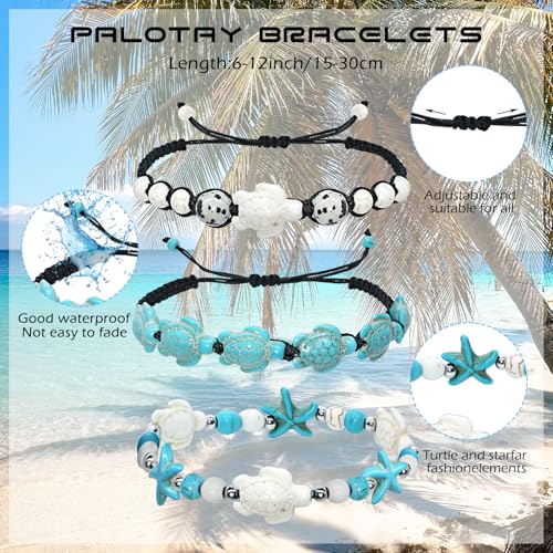 Handmade Summer Turtle Starfish Bracelets Bohemian Beaded Seashell Bracelets Set Adjustable Waterproof Summer Beach Surfer Bracelets Summer Vacation Jewelry Bahamas Souvenirs - color: 8PCS