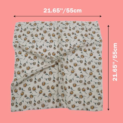 Bandanas for Women Men 21"x21" Floral Headband Scarf Versatile Hair Bandana Square Head Scarf - color: Beige Floral