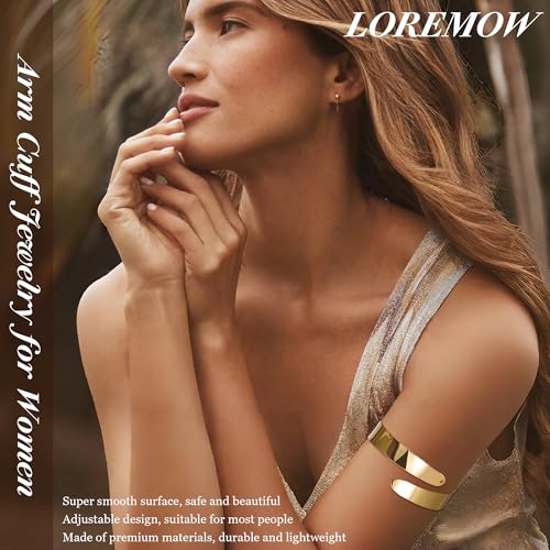 7Pcs Upper Arm Cuff for Women Gold Silver Open Arm Cuff Bracelets Adjustable Armlet Armband Minimalist Coil Swirl Arm Cuff Bracelet Jewelry - style: Gold-A