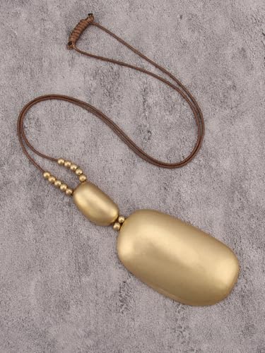 GelConnie Long Necklaces for Women Boho Large Pendant Necklace Casual Bohemian Brown Leather Choker Sweater Circle Statement Stone Necklace - style: Boho Long Necklace
