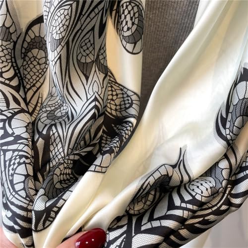 K-Elewon Large Square Scarf 43" Silk Scarf Fashion Scarves Silk Feeling Hair Wrapping Scarfs Night Sleeping Headscarf - color: Vb19