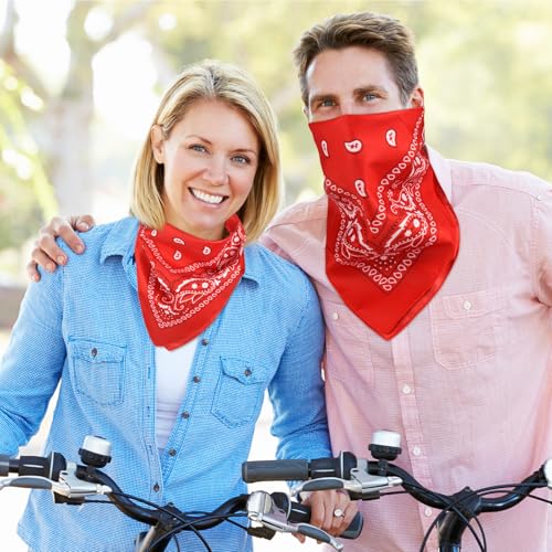 NACHLYNN 10/20pcs Paisley Bandanas Assorted Bandanas Cowboy Polyester Headbands Square Scarf Headwear - color: Red